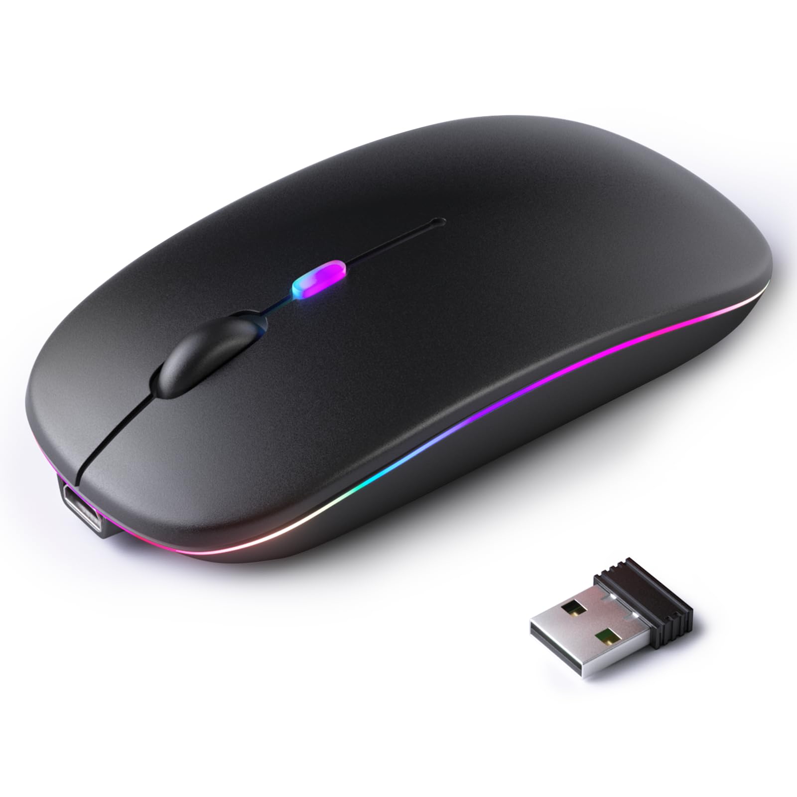 KANMABPC Wireless Bluetooth Mouse, Silent Dual Mode Mouse(Black)