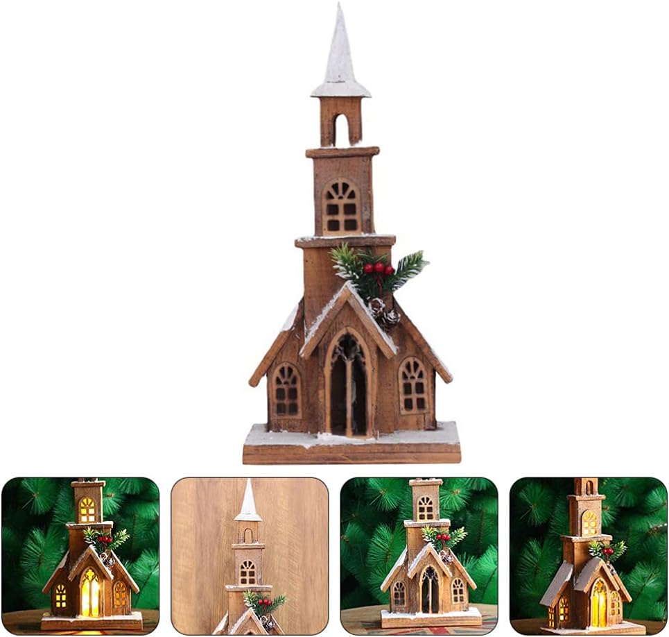 ABOOFAN 1pc Xmas Home Decor Led Light House Model Cute Christmas Ornament for Desktop Sturdy Festival Decoration for Parties Bookcases and Shelves