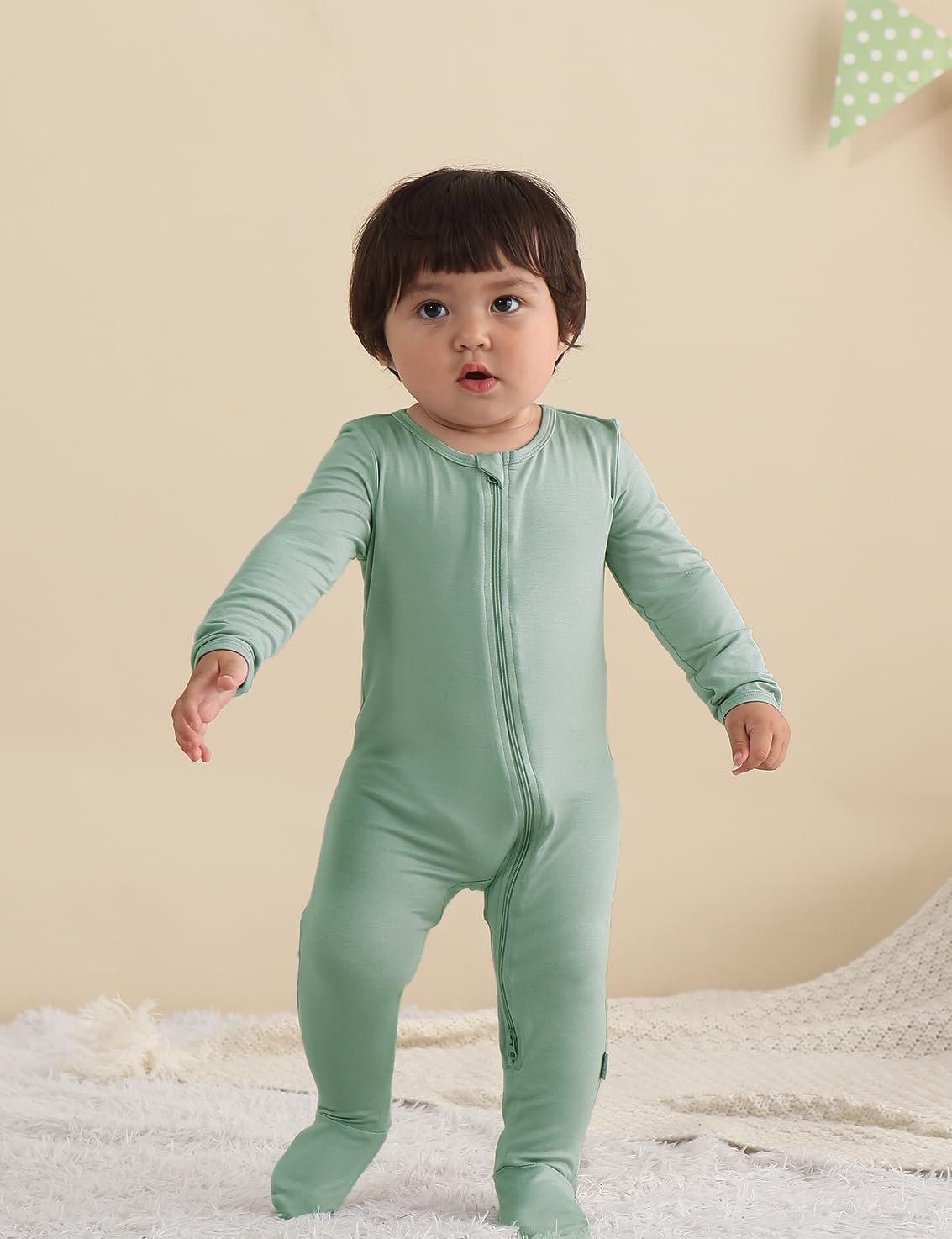 Jimonda Baby Romper Boys Girls Bamboo Pajamas 2-Way Zipper Footed Unisex Zip-Up Sleepers Sleep and Play pjs - Image 4