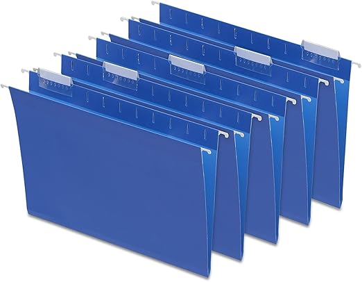 Staples Hanging File Folders, 1/5-Cut Tab, Letter Size, Includes Tabs & Paper Inserts, Perfect for Home, Office, Classroom, 25-Pack, Blue