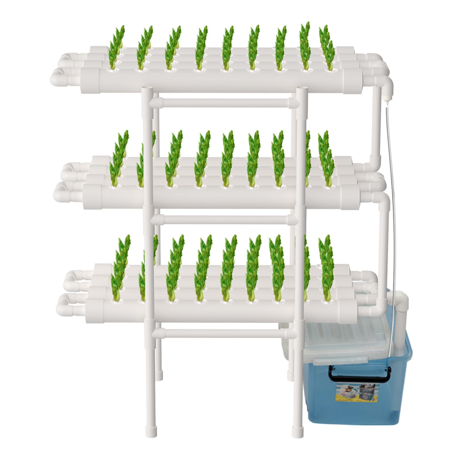 Sistema idroponico a 3 livelli, kit di coltivazione idroponica con pompa dell'acqua, tubazione ispessita idroponica, sistemi di coltivazione di piante per casa|giardino (108 piante)