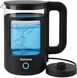 Chaleira Elétrica Inox/Vidro Preta 220V 1,5 Litros 1800 Watts De Potência Para Rápida Fervura Com Led Azul Desligamento Automático