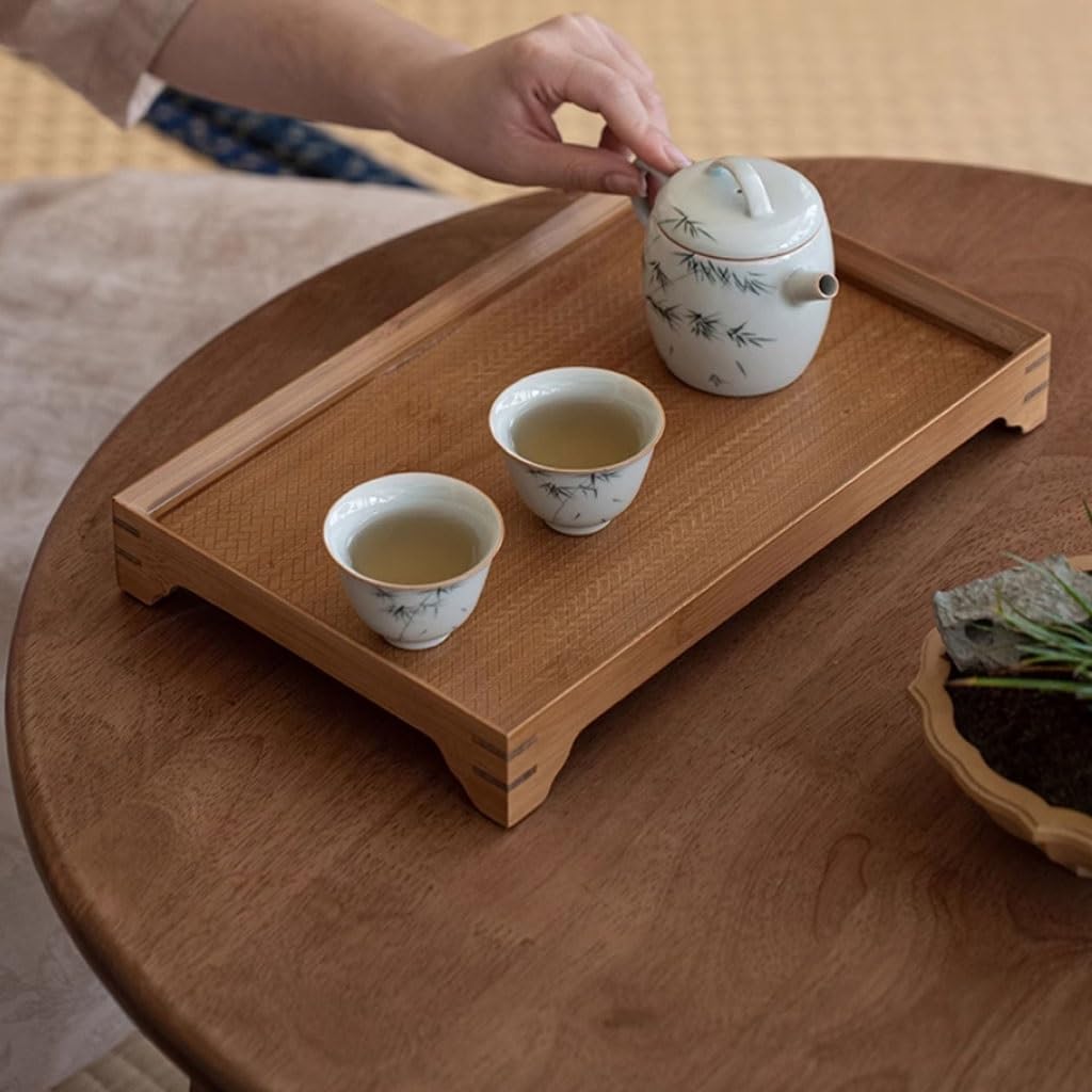 Vassoio da tè in bambù retrò per cerimonie domestiche, semplice vassoio da portata da tavolo per caffè, design elegante per gli amanti del tè per gli appassionati di tè
