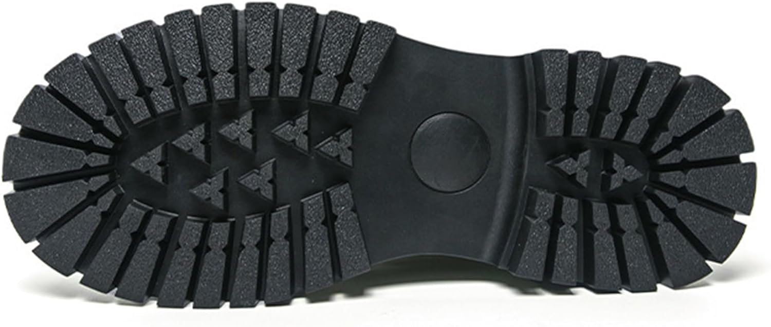 Men's Leather Platform Rivets Dress Shoes Causal Round Toe Thick Lug Sole Lace Up Oxfords Comfort Block Heel Derby Business Shoes - Image 5