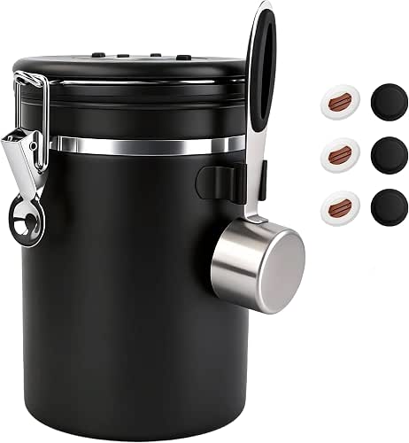 ShanSon Kaffeedose Luftdichtes Kaffee-Container Edelstahl-Kaffee-Lagerbehälter mit Messlöffel Kaffeedose für Bohnen