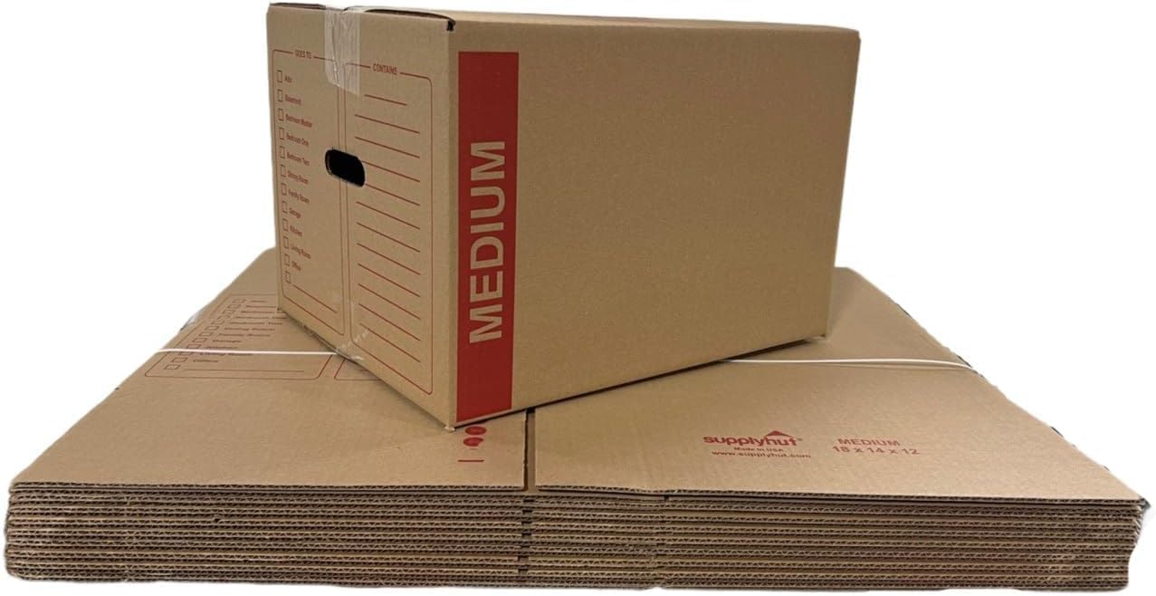 Medium Moving Boxes 18x14x12 with Handles (20 Pack) - 32 ECT Cardboard Storage Boxes for Moving & Packing