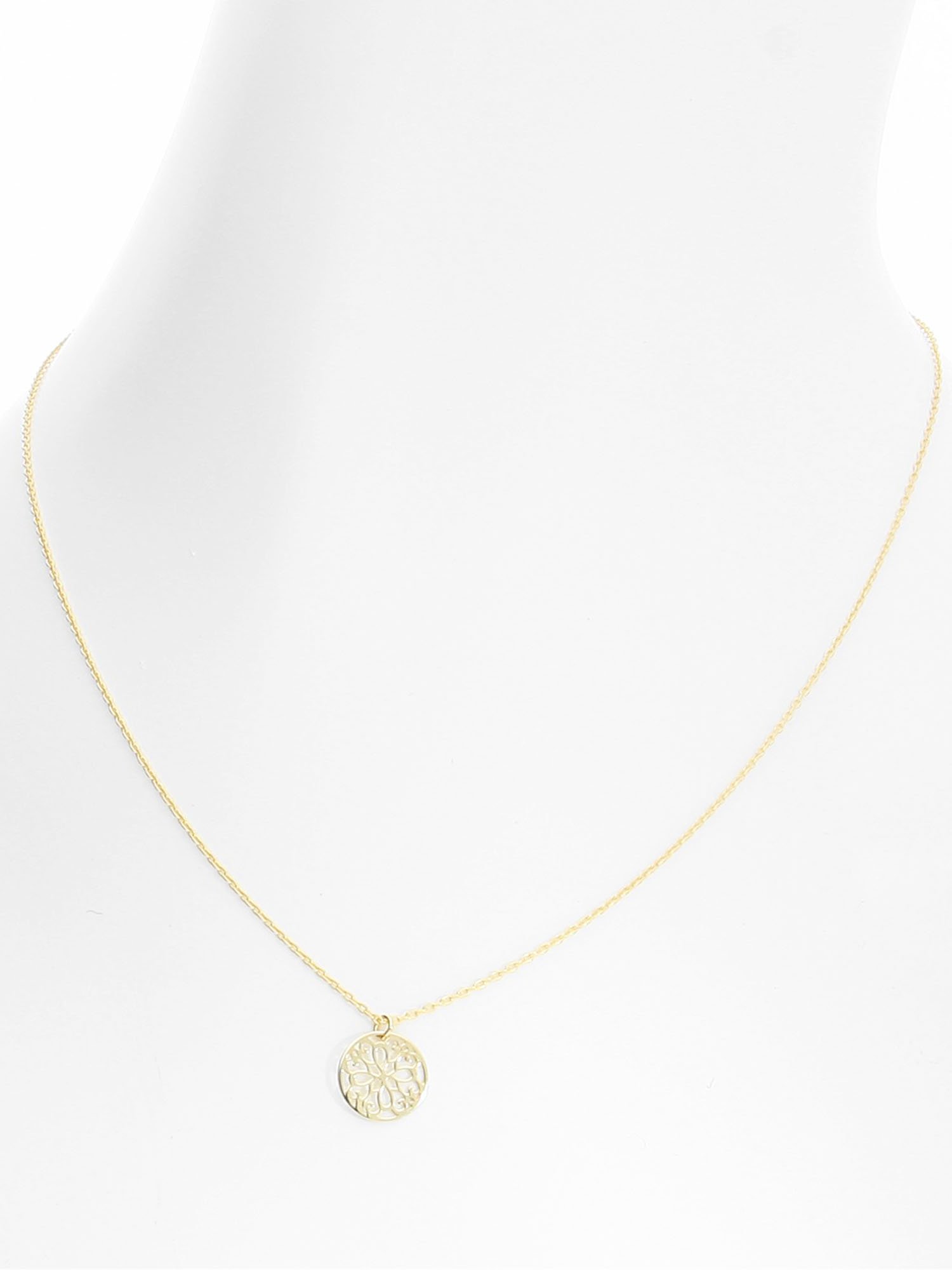 My Gold Damen Halskette Gold 333 Kette Mit Anhänger Echtes Gelbgold (8 Karat) Damenkette 45cm Lebensblume Mandala Ornament Flor de Vida