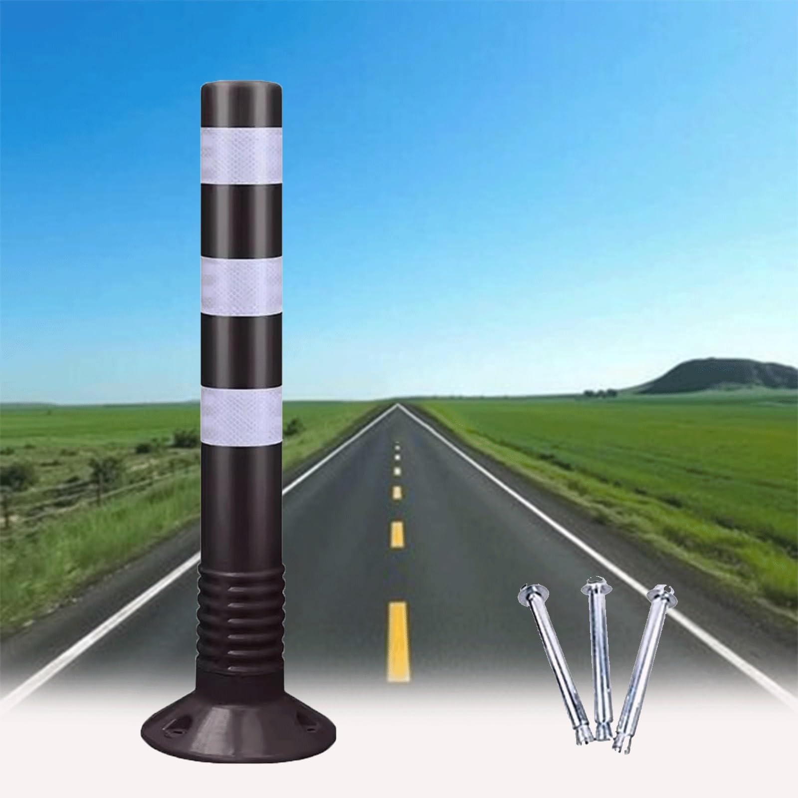 Générique Poteaux de signalisation Noirs de 86 cm (34 po) - Paquet de 8 cônes Flexibles avec collerette réfléchissante pour la Pratique de la Conduite en Toute sécurité et Les travaux de Construction
