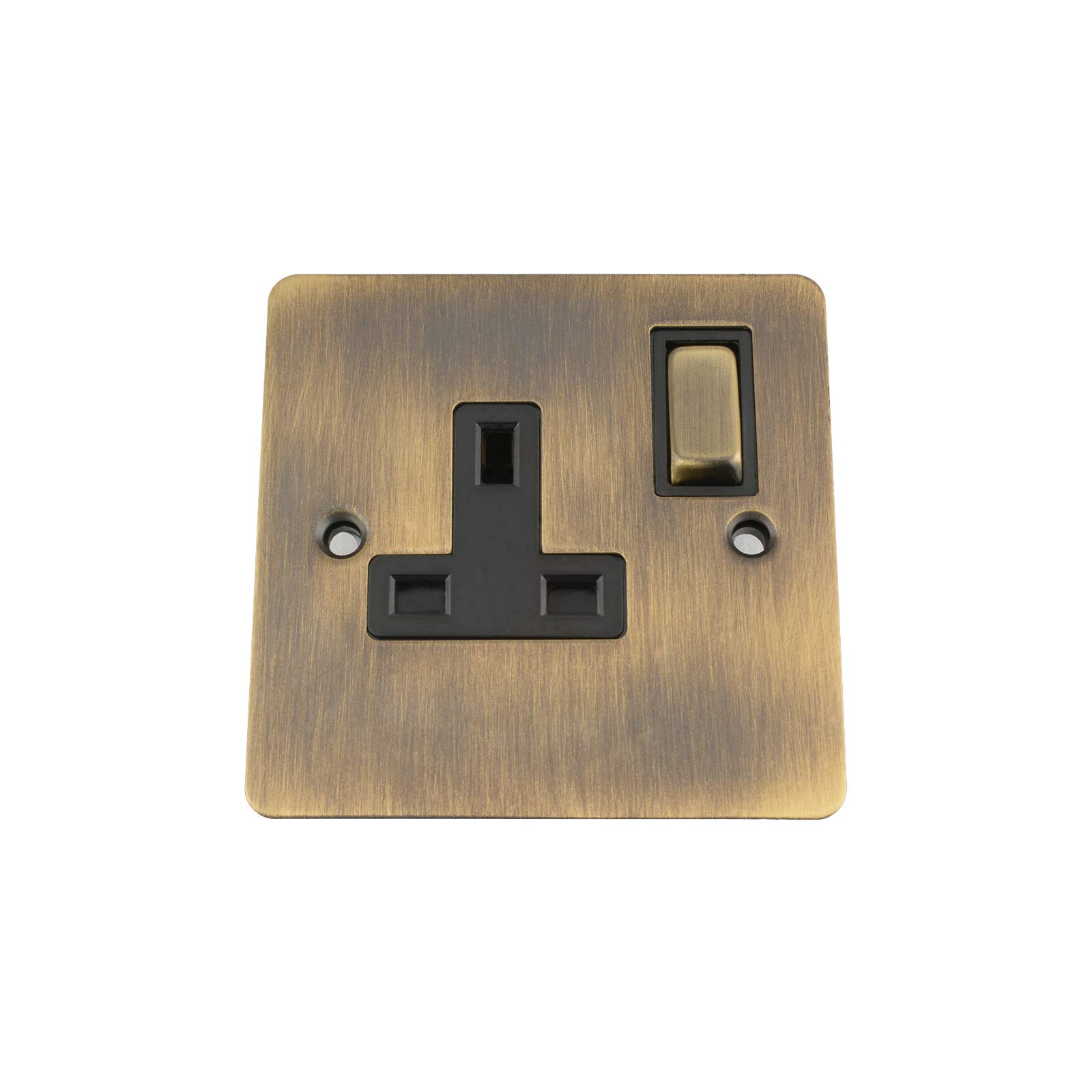 A5 Products Black Antique Brass Flat Socket 1 Gang Insert Metal Rocker Switch