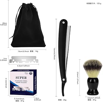 Amazon.co.jp: BARBERTOP カミソリ 西洋剃刀本体+替刃100刃+ひげブラシ