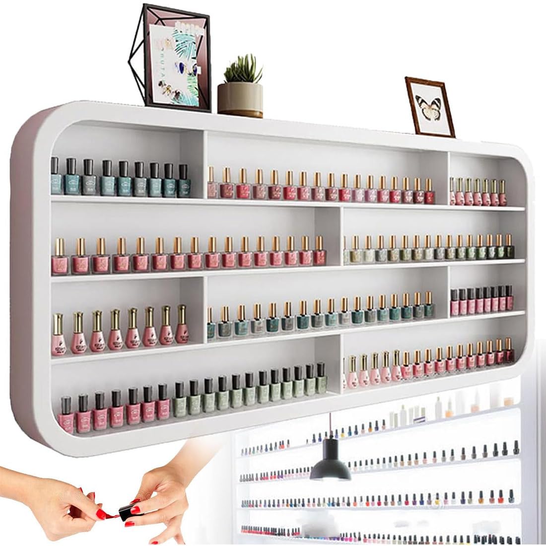 Estante de Pared para exhibir frascos de Esmalte de uñas, Estante Colgante de Madera para almacenar aceites Esenciales y perfumes, Estante para aceites Esenciales de salón de uñas, Vitrina m