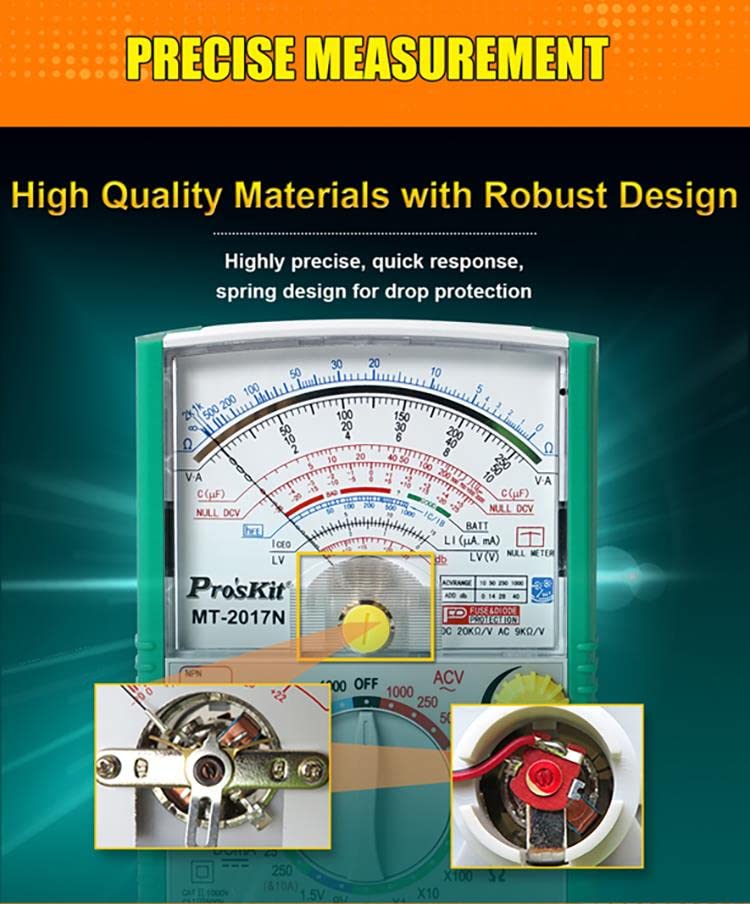 Miniatura 4 de Pro'sKit Tool Solutions MT-2017N Función protectora MT-2017N Esfera de multímetro analógico Funda protectora robusta junto con soporte incorporado y
