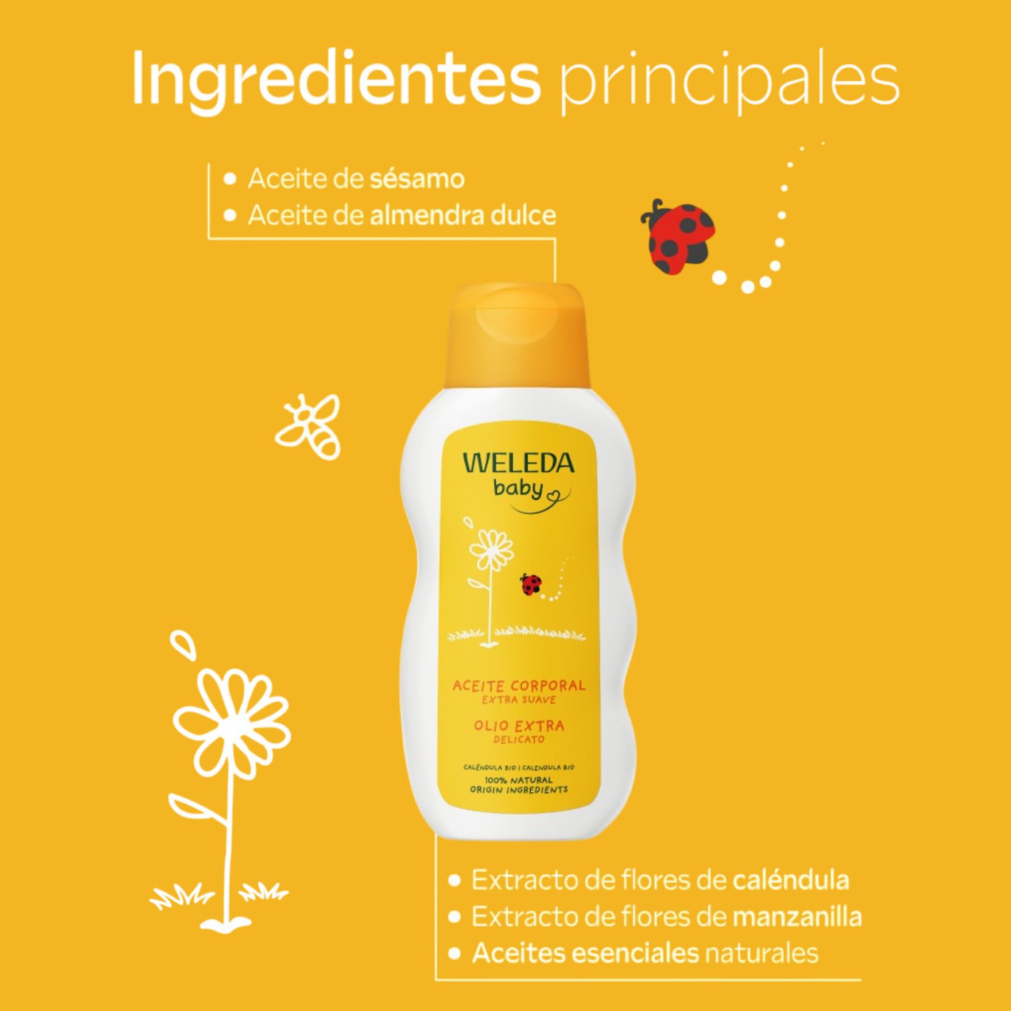 WELEDA - Huile de Massage Douceur - Eveil et soin - Pour le soin et le massage des bébés et des jeunes enfants - Natrue* - Bio - Vegan* - 200 ml
