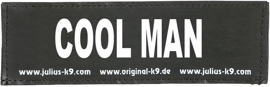 Julius-K9, 162LR-G-31857, Original Interchangeable Patches, Size: Large, Black Label with White Fluorescent Text, 1 Pair, Cool Man