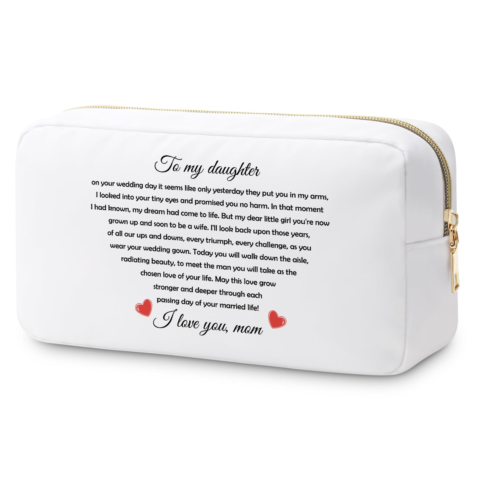 Daughter Bride Gift from Mom Makeup Bag Daughter Wedding Gift from Mother Bridal Shower Cosmetic Bag Wedding Day Present for her Travel Pouch Bride to Be Bachelorette Zipper Pouch