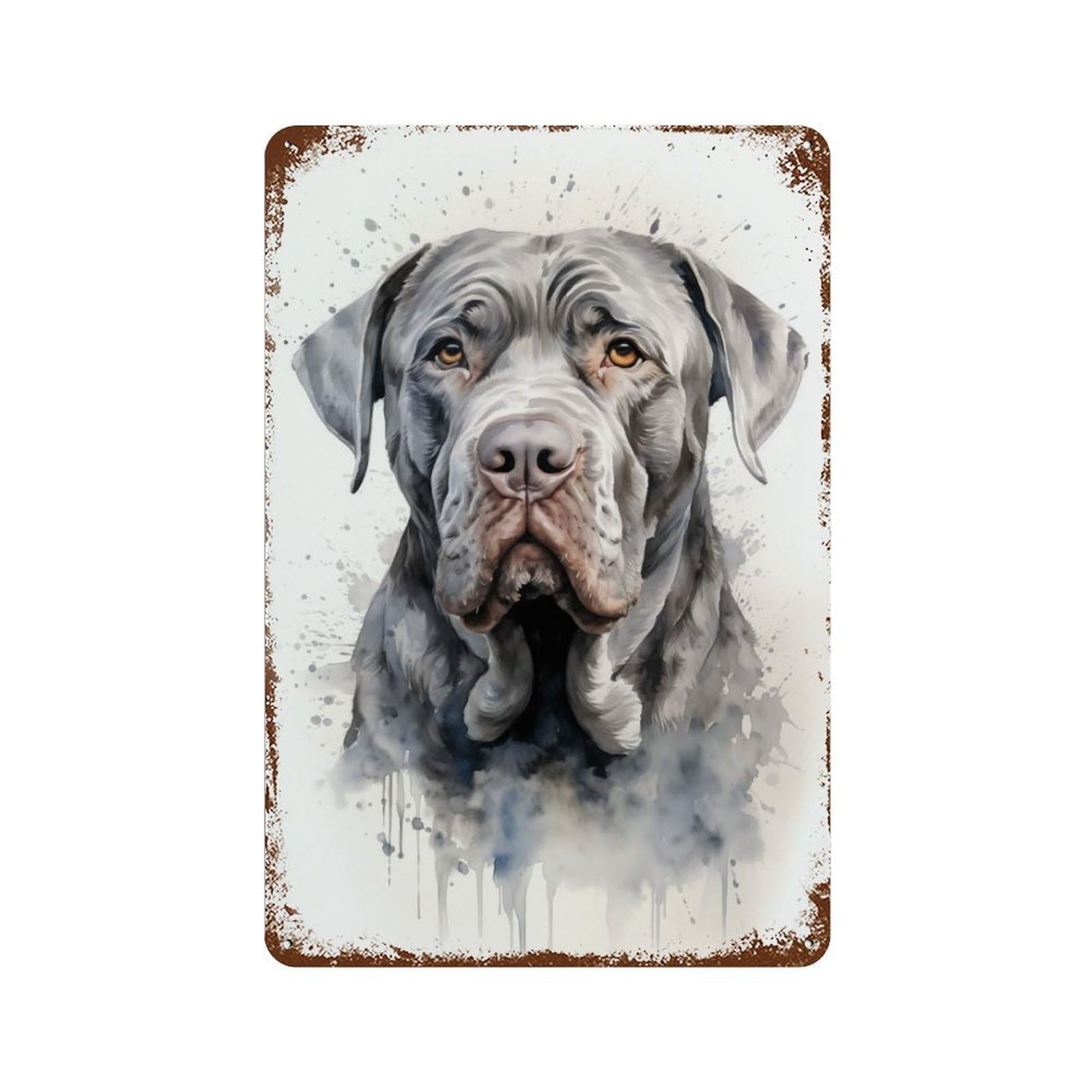 Poliuaws Neapolitan Mastiff Dog Tin Signs Decor Retro Metal Wall Plaque For Bar Kitchen Garden Iron Wall Art Decoration 11.8"X7.9"