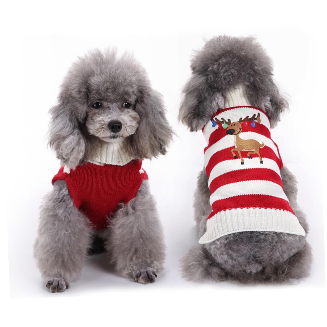 Mipcase 2 Pz Maglione per Cani Christmas Sweater Pullover Natalizio Maglioncini Cane Maglioni Cane Maglione Natalizio per Cani di Piccola Taglia Vestito per Cani Costume da Cane Rosso