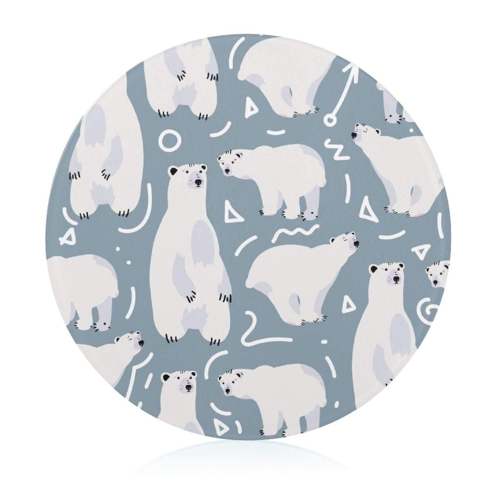 Planche à découper en verre ours polaire blanc 20cm résistante à la chaleur