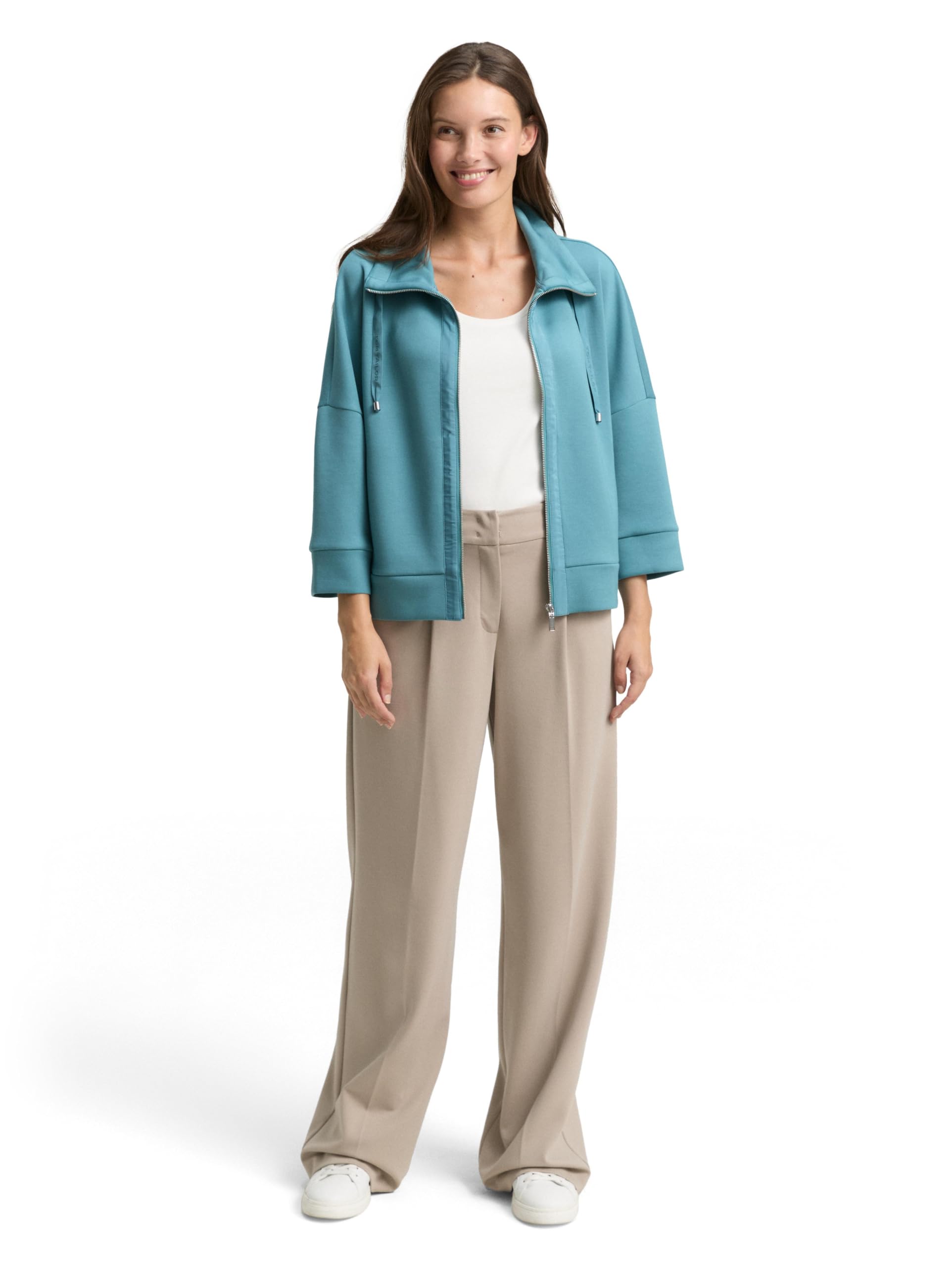 Tom Tailor Damen 1047715 Boxy Fit Scuba Sweatjacke, 31666 - Tropical Teal, XXL EU – Ansicht 2