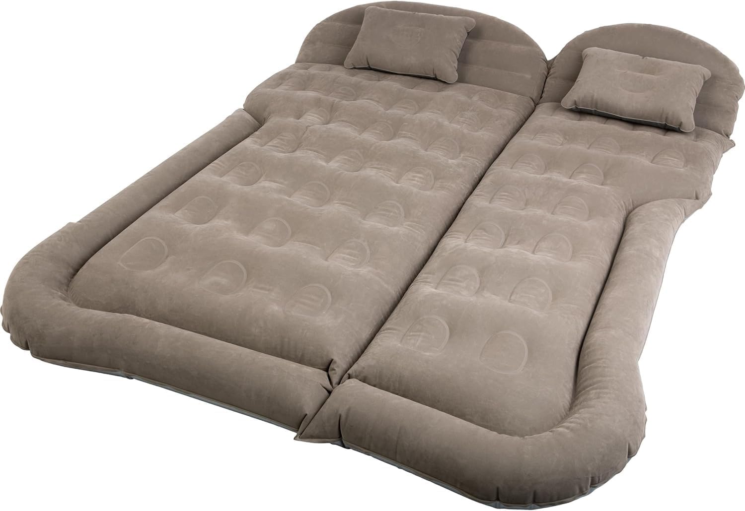 Inflatable SUV Air Mattress Bed, Double-Sided Flocking Travel Camping Bed with Air Pump (Grey)