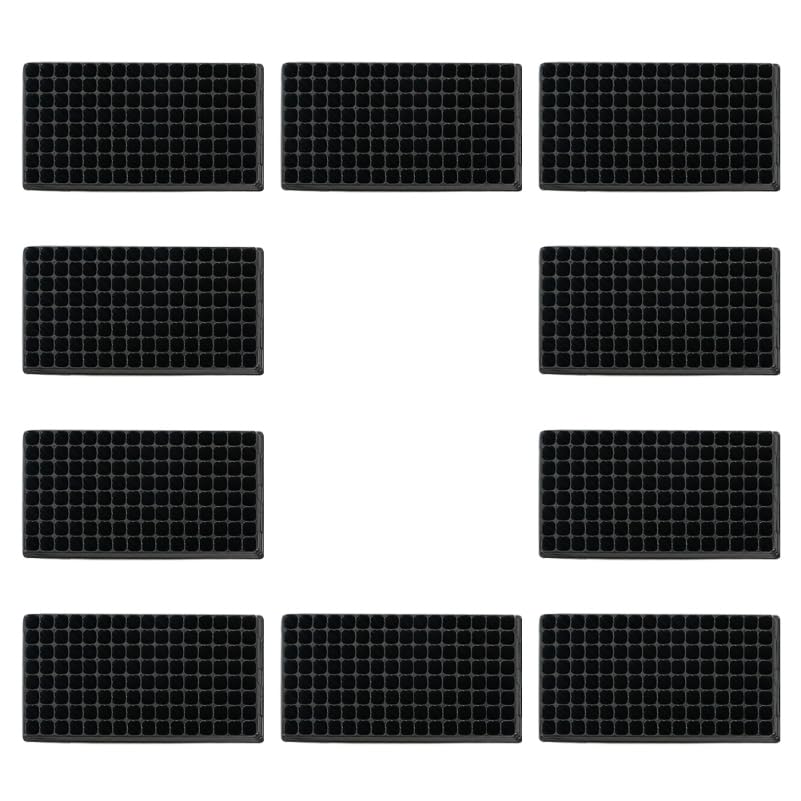 Seed Starter Trays, 128 Cells Black Seedling Starter Kit with Base, Professional Heavy Duty Propagation Trays for Seed Starting, Plant Germination, Greenhouse Gardening Supplies (10pcs 110g)