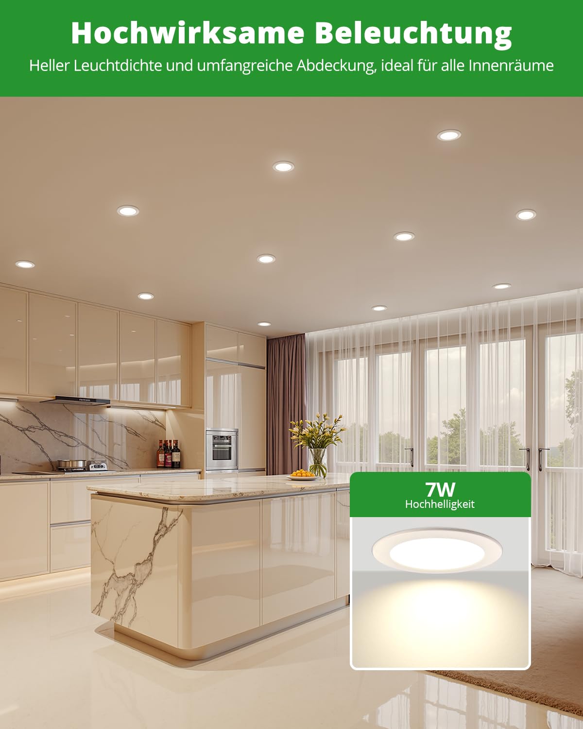 HOMEOW 12er Set LED Einbaustrahler 230V 7W, 700 Lumen Einbaustrahler Flach, Neutralweiß 4000K LED Spot, Durchmesser 118mm, Ausschnitt 95-110mm, IP44 Wasserdicht für Badezimmer Küche Wohnzimmer