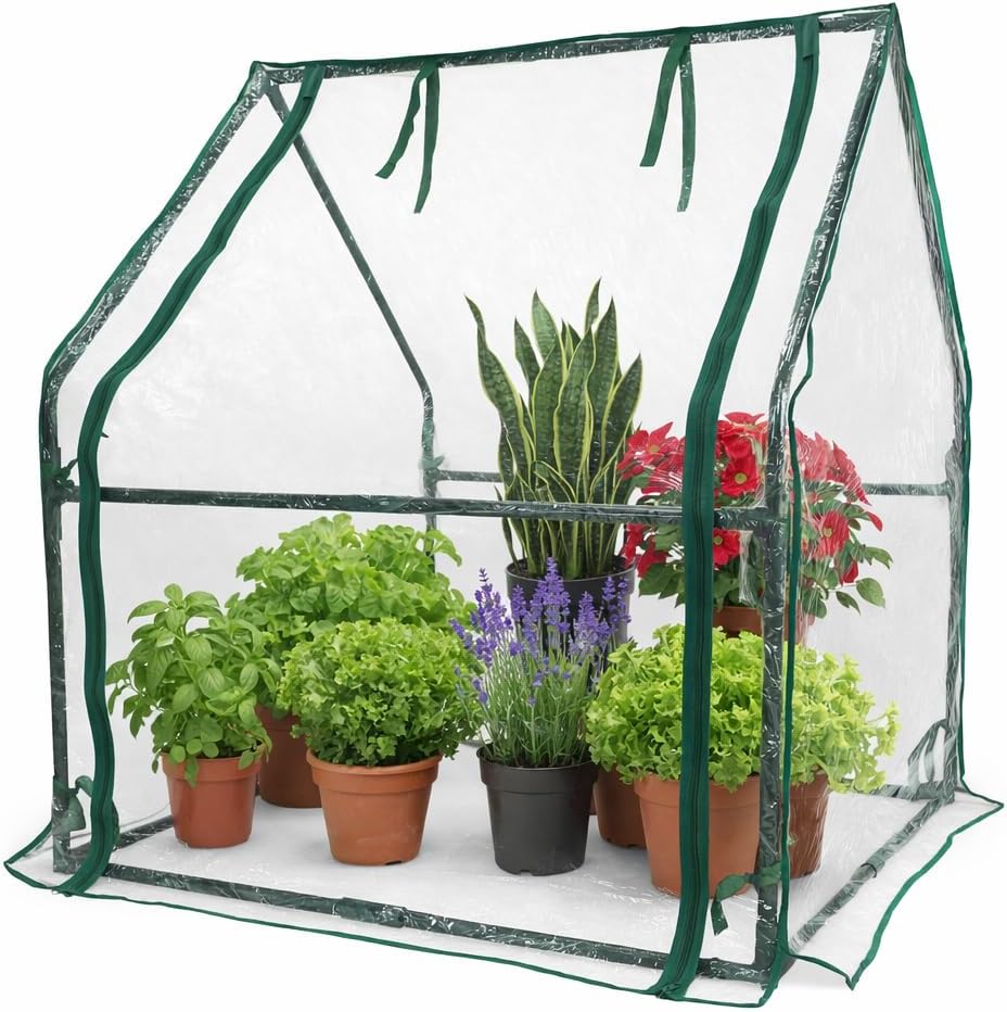 Gardzen Mini Greenhouse Heavy Duty Portable Green House, Clear Tent Indoor or Outdoor for Plants 36.2”(L) x18.9”(W) x33.3”(H)