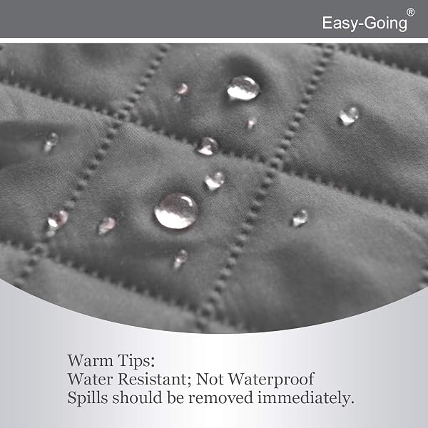 Easy-Going Reversible Couch Cover for 3 Cushion Couch Sofa Cover for Dogs Water Resistant Furniture Protector Cover with Foam Sticks Elastic Straps for Pet Cat (Sofa, Gray/Light Gray) - 4