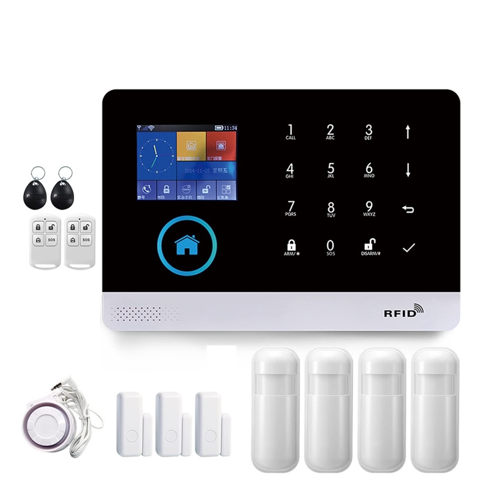 CUDTAPI Smart Home GSM Alarm System For With Motion Sensor Wireless Siren Night Vision IP Camera Tuya(E-103.)