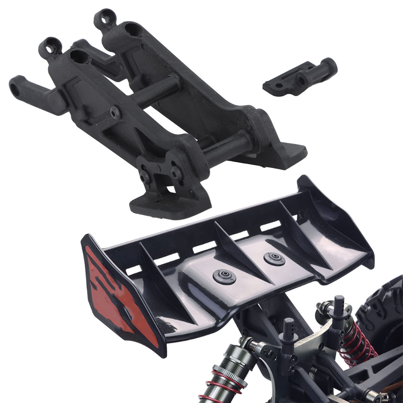 Jiawu RC Rear Wing Mount Set, RC Rear Tail Wing Mount Spoiler Bracket for ZD Racing 9020 9071 9205 9072 08421 08423 08425 08427 MT8 1/8 RC Cars, Remote Control Car Accessory