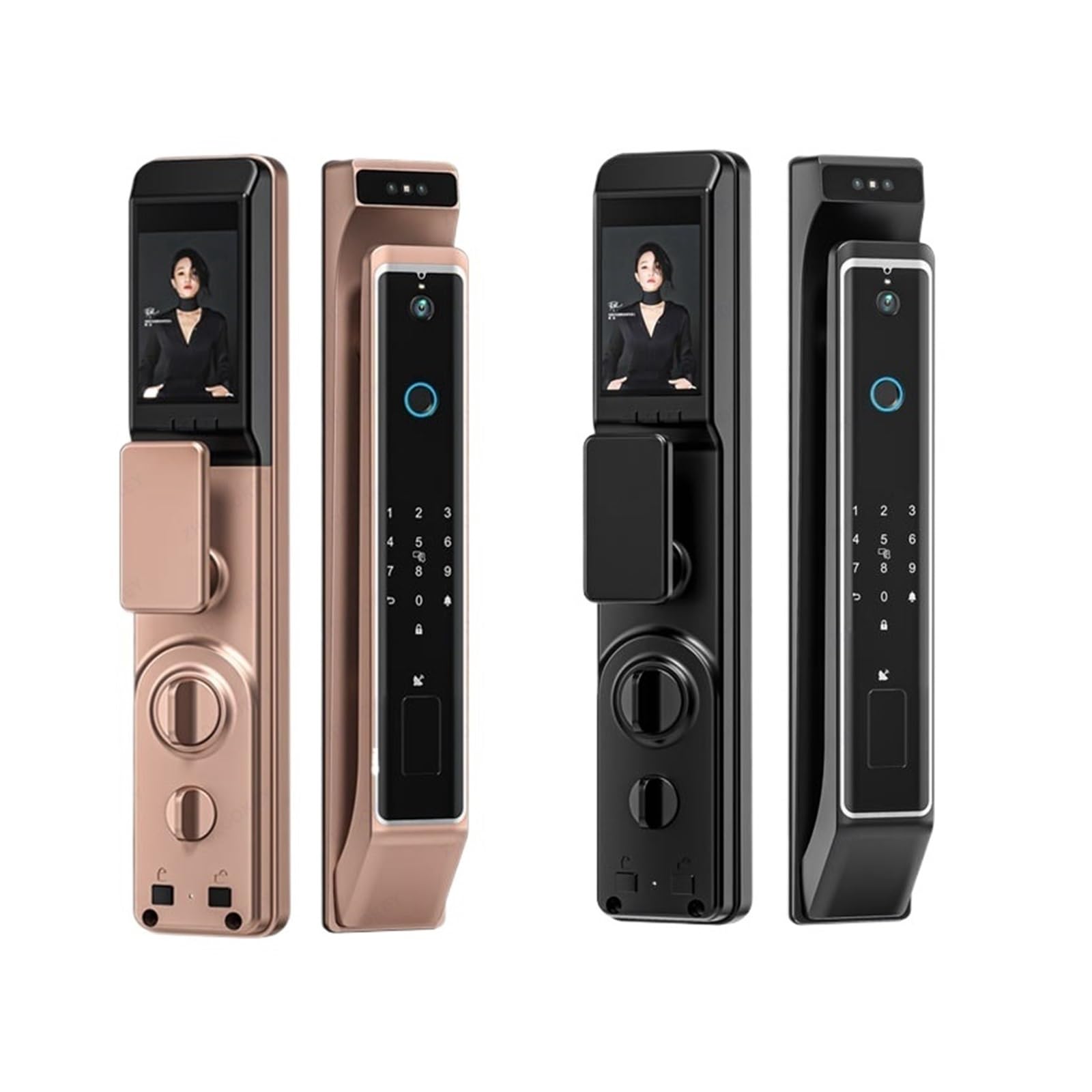 Riconoscimento facciale 3D Smart Door Lock App Porta Digitale Fotocamera Impronta Digitale Password IC Card Codice Tastiera Serratura Elettronica(Black 30x240(6068))