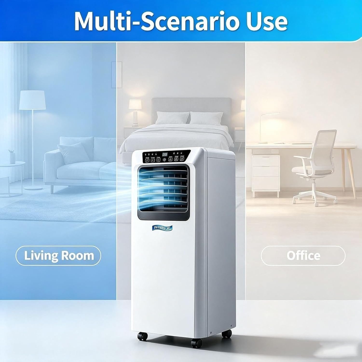 Aire Acondicionado Portátil 14000 BTU 2 en 1 Frío y Calor, Enfriador de Aire Compacto con Ruedas para Habitación, Salón y Oficina, Unidad Móvil, 9000 Btu, 9000 BTU