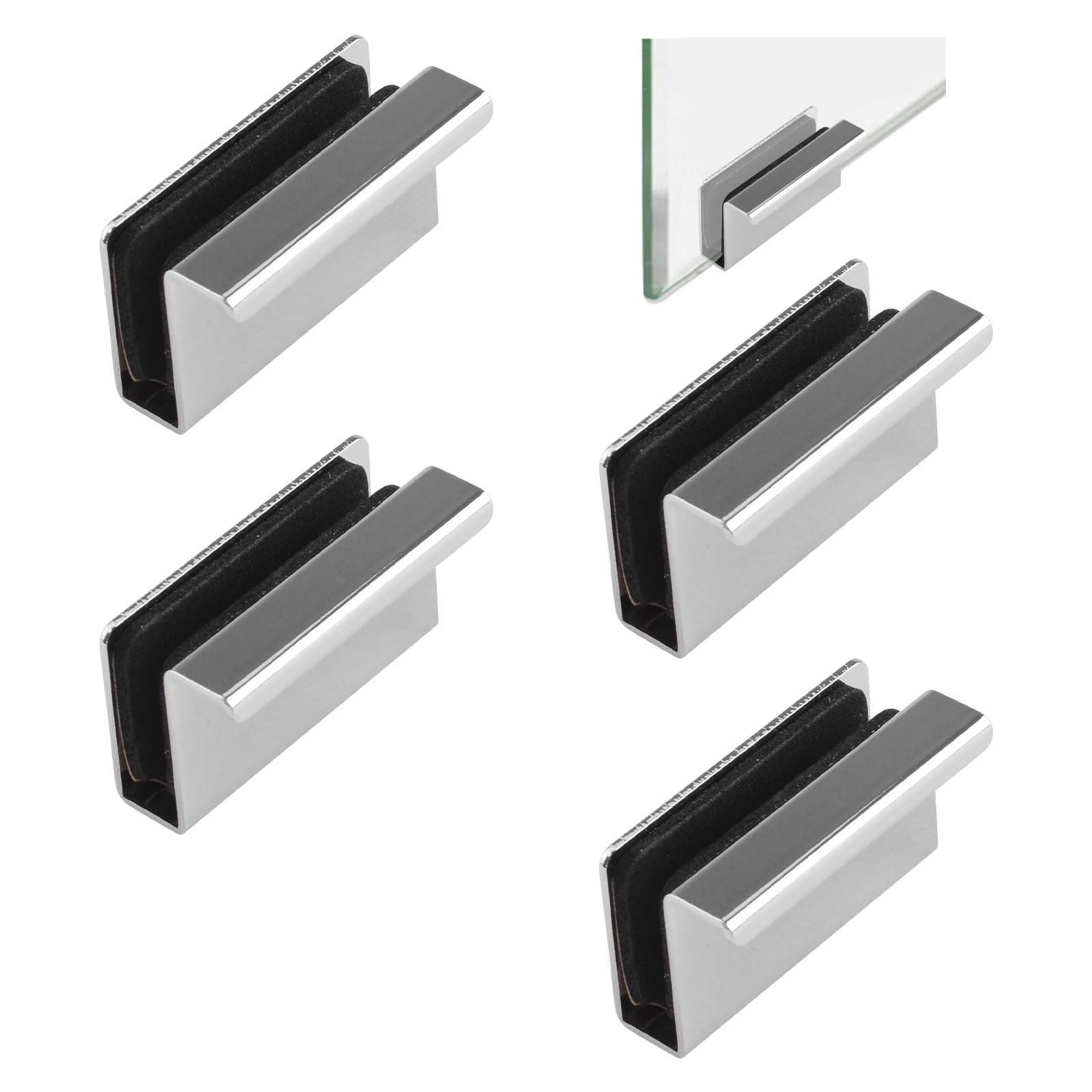 UFURMATE Glass Door Handle, 4Pcs Cabinet Finger Pull Handle Glass Edge Clampe Pull Concealed Handles for Drawer,Cupboard,Furniture — image 1