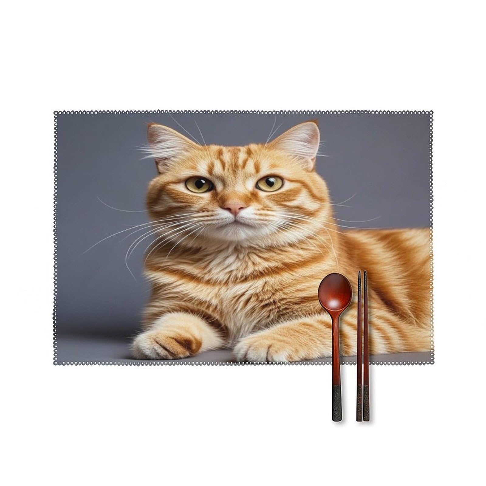 Cat Placemats Set of 6 Heat Resistant Non-Slip Place Mats Washable Wipeable Table Mats Elegant Farmhouse Placemat for Kitchen Dining Outdoor Party Table Decor