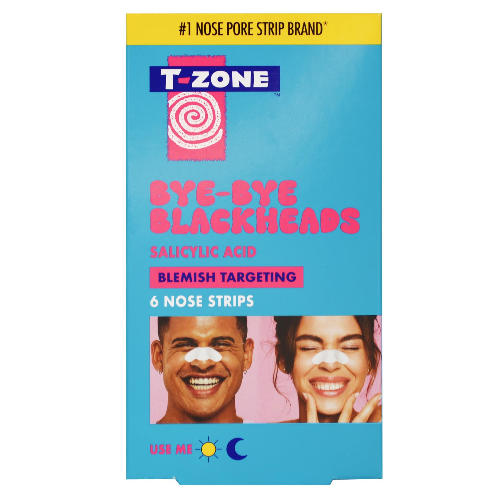 T-Zone Bye-Bye Blackheads Salicylic Acid & Tea Tree Nose Pore Strips (6 Pieces) - Deep Pore Cleansing, Removes Blackheads & Unclogs Pores