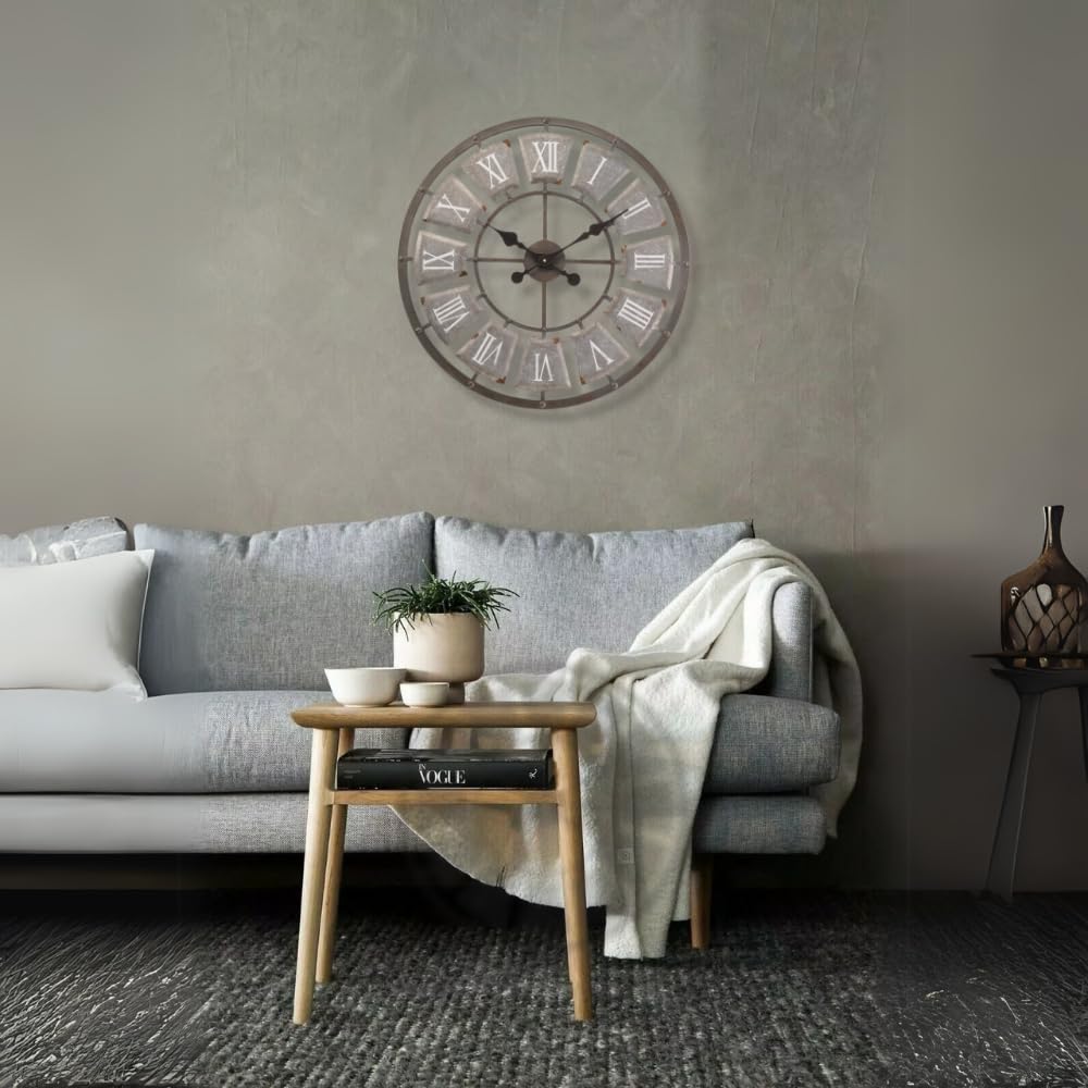 Garden Mile 60 cm römische Ziffern Stein Outdoor Uhren für den Garten, wasserdicht, große Wanduhr für Wohnzimmer, Außen, Gartenuhr, Gartenornament, große Uhr für drinnen und draußen