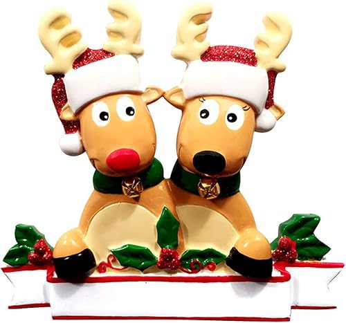 Miniatura 4 de Adornos de Navidad familiares personalizados Adornos familiares personalizados de renos para parejas, nuestra primera Navidad juntos 2024