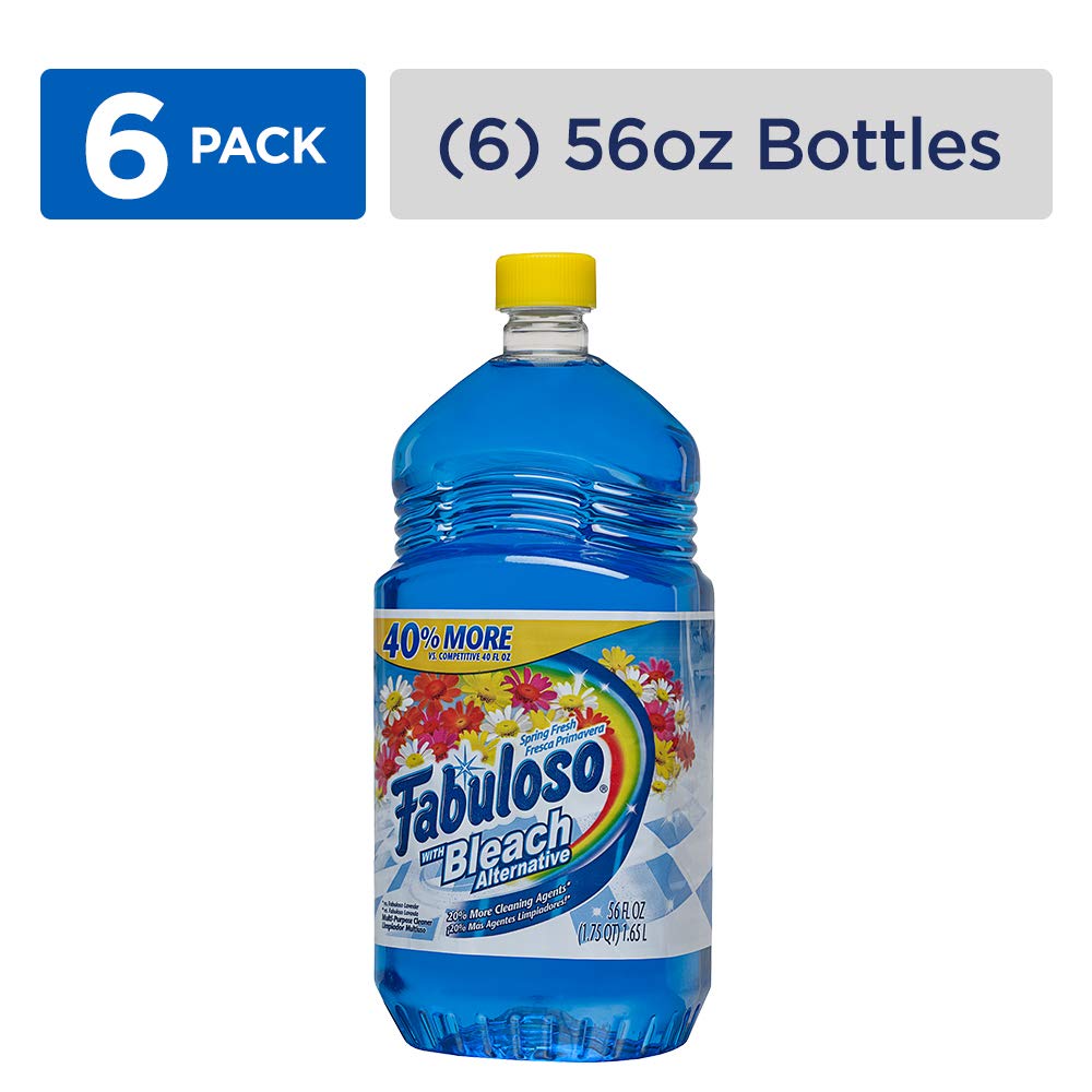 Fabuloso All-Purpose Cleaner with Bleach Alternative, Spring Fresh, Bathroom Cleaner, Toilet Cleaner, Floor Cleaner, Shower and Glass Cleaner, Mop Cleanser, 56 Fluid Ounce (Case of 6 Bottles) (153099) : Health & Household