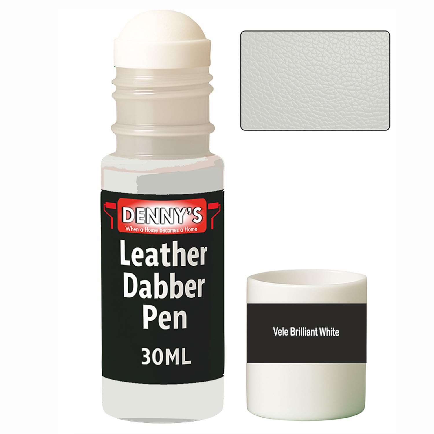 Leather Colour Restorer Recolouring Balm Repair Treatment for Faded & Worn Absorbent Leather Shoes, Boots, Jackets (72 Vele Brilliant White, Dabber Pen 30ml)