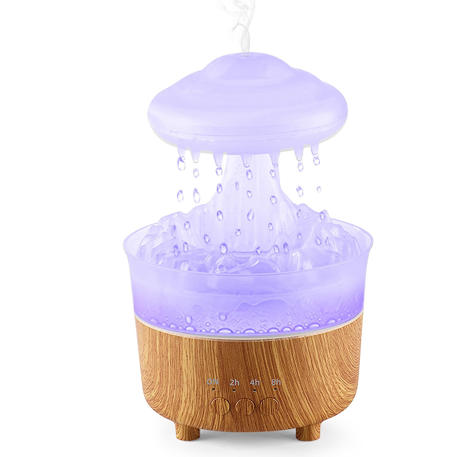 Rain Cloud Humidifier Water Drip with 7 Changing Colors,Aroma Essential Oil Diffuser Wood Grain Aromatherapy Humidifier for Bedroom Sleeping Relaxing