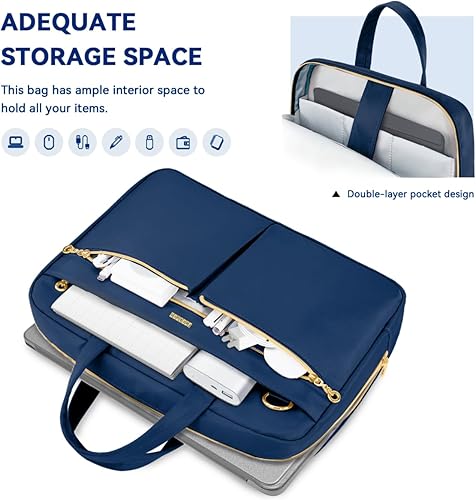 Miniatura 3 de Ferkurn Funda para laptop para mujeres y hombres, compatible con MacBookHPLGDell, correa de hombro delgada, maletín de mensajero, azul, 15.6-16