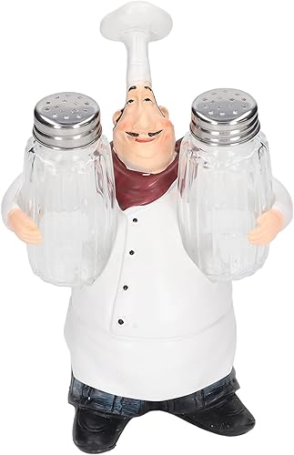 Juego de saleros y pimenteros, Fat Chef Hold Glass Salt and Pepper Shakers Glass Spice Jars para cocina, restaurante, cafetería, panadería