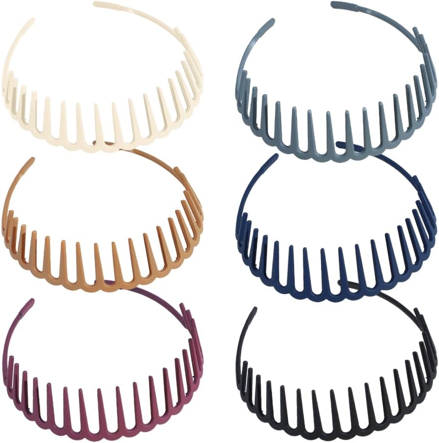 6 Pcs Plastic Shark Tooth Headband Non Slip Hair Comb Headbands Wide Head Bands with Comb Plastic Wavy Hairband with Teeth Comb Hair Hoops Bands Fashion Hair Accessories for Women Men 6 Pcs Plastic Shark Tooth Headband Non Slip Hair Comb Headbands Wide Head Bands with Comb Plastic Wavy Hairband with Teeth Comb Hair Hoops Bands Fashion Hair Accessories for Women Men
