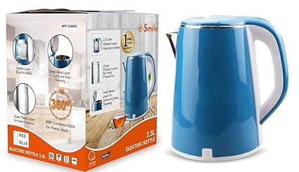 e.SMILE ASTRON 1.8 L Steel Body Portable Multipurpose Electric Kettle with Rapid Heating by Concealed Element, Cordless Base, Auto Shut Off and Boil Dry Protection (BLUE)