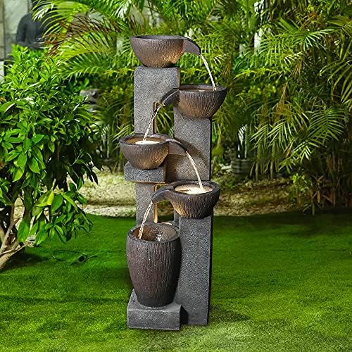 Naturefalls 5Tier Outdoor Water Fountains with LED Lights 39”H Floor