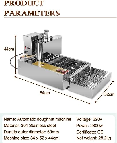 Miniatura 7 de EAGLEG Máquina automática comercial para hacer donas 4 filas, 2800 W de acero inoxidable donuts máquina de bocadillos, freidora comercial de donas,