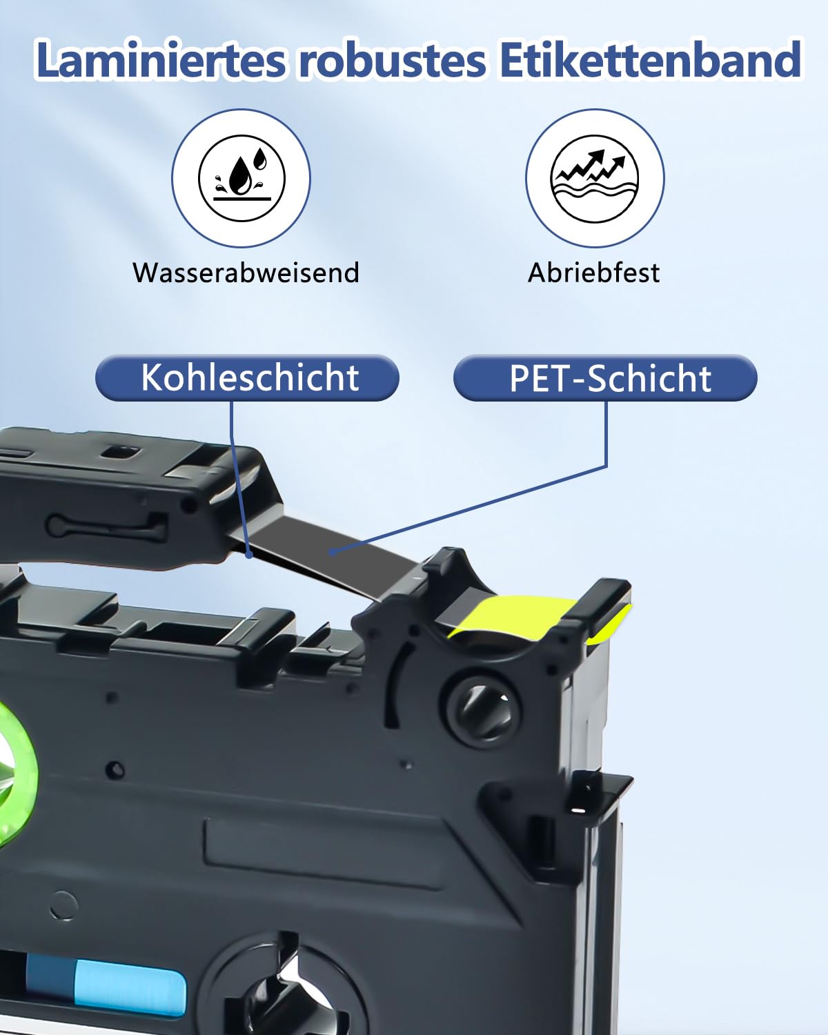 Cruxer 10er-Pack Kompatibel mit Ptouch TZeC51 24 mm Schwarz auf Gelb | TZe-C51 Laminiertes Etikettenband Ersatz für P-touch PT-D600 E500 H500 P710BT 1400 9200DX P750W Etikettendrucker