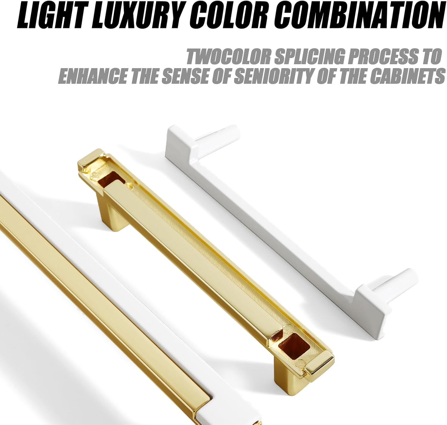 10 Pack Modern White and Gold Cabinet Pulls,3.7 Inch Hole Center Solid Zinc Alloy Drawer Handles, Anti-Rust Kitchen Hardware for Dresser, Cupboard and Bathroom Vanity