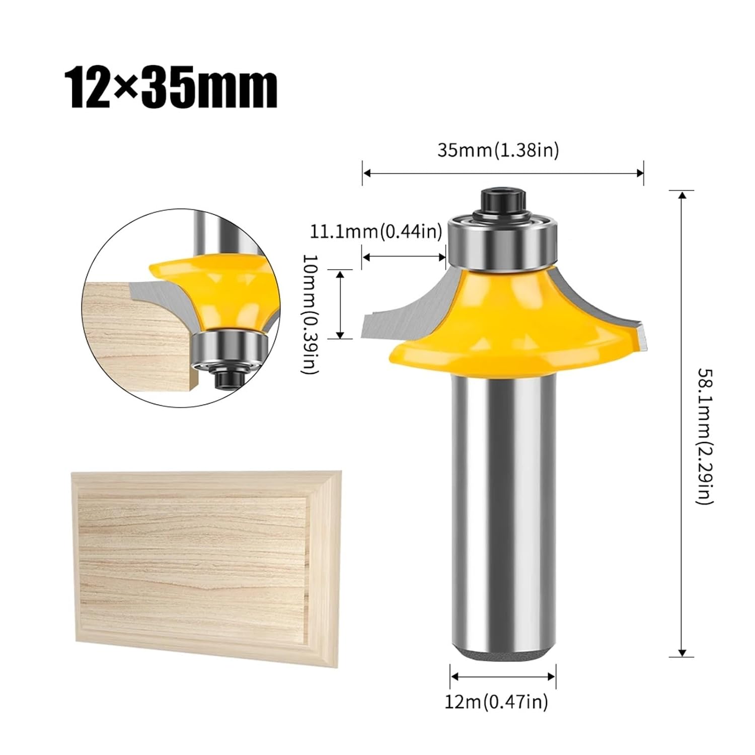 1-4PC 8mm 12mm 1/2inch Shank Drawer Front & Cabinet Door Front Router Bit Set - Woodworking Cutter Woodworking Bits(NO1-12X35mm)