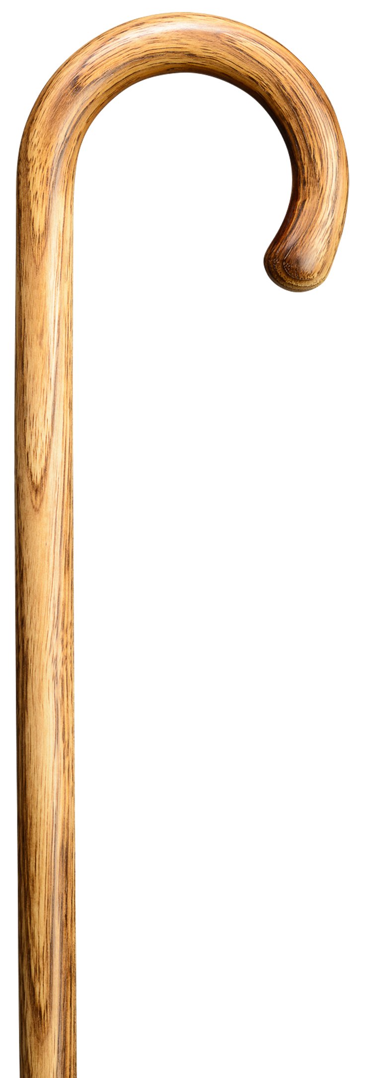 Gehstock Wanderstock Hickory, Rundhakenstock in einem Stück gebogen, feinstes Hickory-Holz, geölt und handpoliert, 94 cm, inkl. Gummipuffer